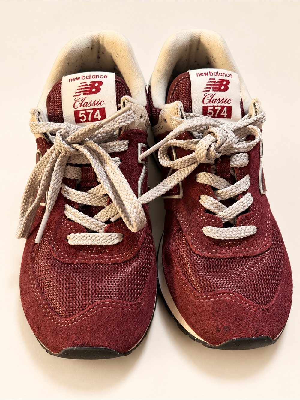 New Balance Kids Classic 574 Sneakers in Burgundy with Cream Laces